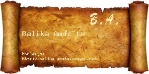 Balika Amáta névjegykártya